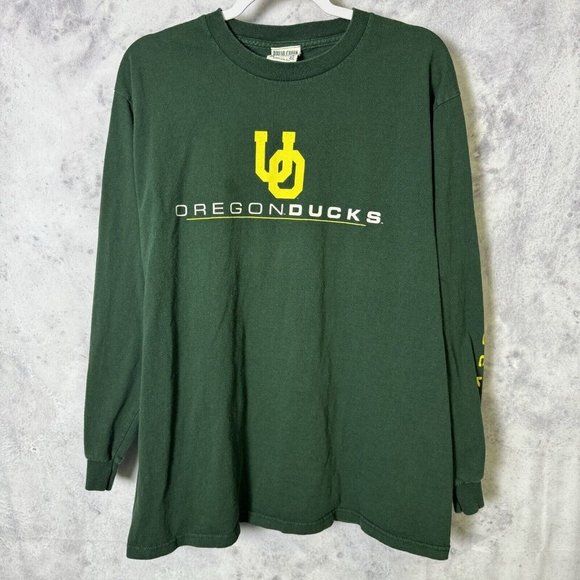 Vintage University of Oregon T Shirt Mens XL Green Long Sleeve Ducks - Picture 1 of 7